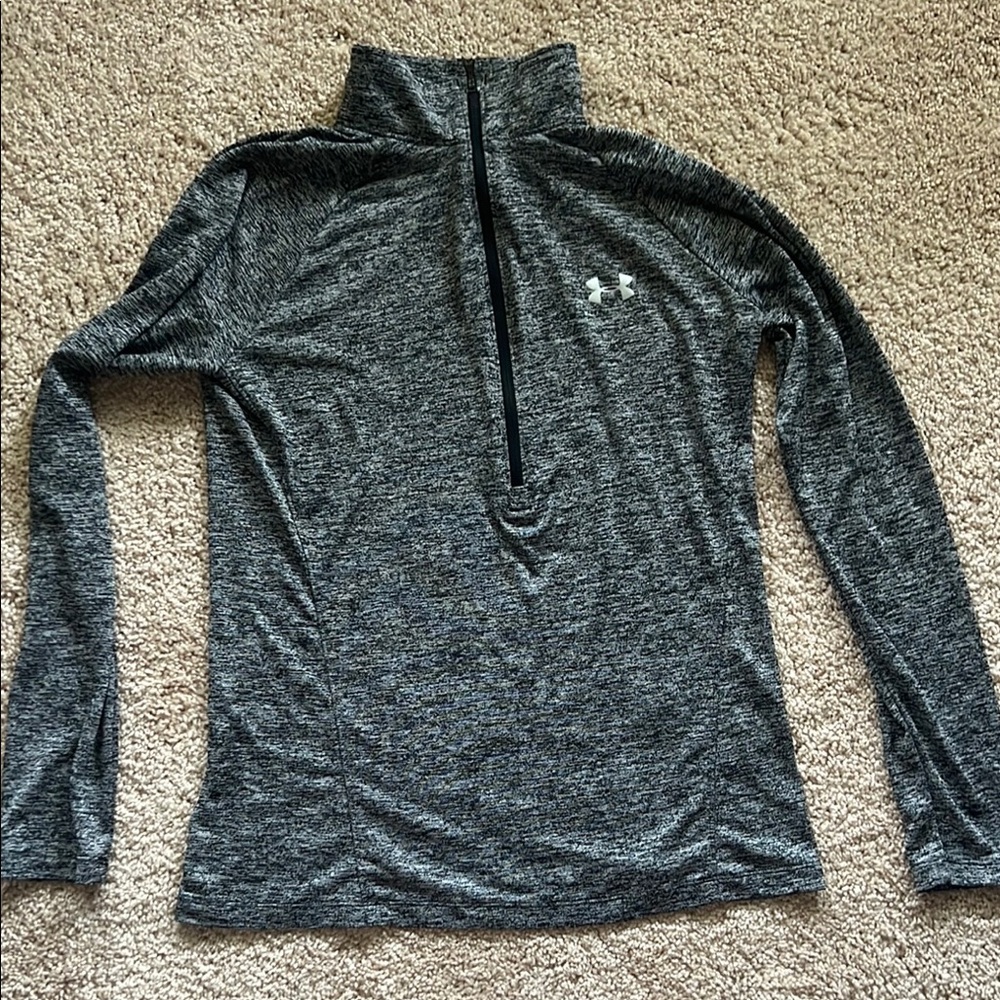 Under Armour Heathered Black Quarter-Zip Top athletic Athleisure